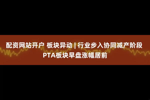配资网站开户 板块异动 | 行业步入协同减产阶段 PTA板块早盘涨幅居前